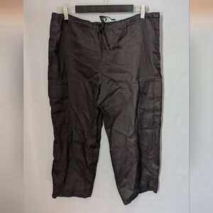 ✨ Women's Casual Black Drawstring  Linen Bermudas